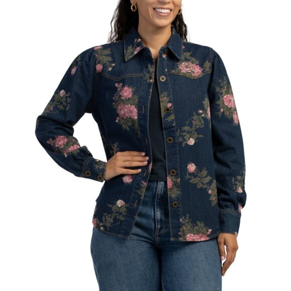 HERITAGE DENIM Rose Print Oversized Floral Jacket - Picture 1 of 2
